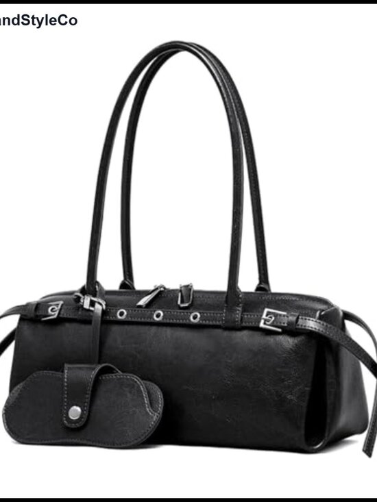 Handbags - Vintage Genuine Leather Shoulder Bag for Women, Underarm Purse with Eyeglass